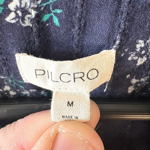 Title: Pilcro Navy Floral Ruffle Peplum Blouse Top Size M - Picture 4 of 10